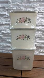 lot 308 image: at Home with Pfaltzgraff Ingrid 3 Piece Sure Fresh Set (Tea Rose Collection)
