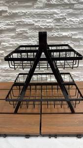 lot 321 image: Metal Wire Basket Stand 2-Tier Display Organizer - Set of 2