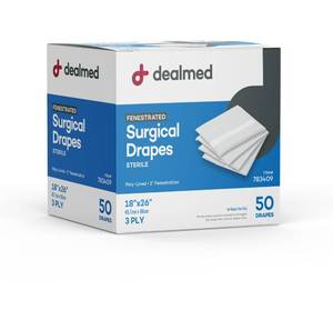 lot 7 image: Dealmed Drapes Fenestrated Drape Sheets - 3-Ply, 50 Count - Retail $24