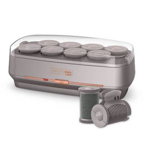 lot 18 image: INFINITIPRO BY CONAIR Ceramic Flocked Hot Rollers for Long, Medium, and All Hair - Hair Curler - Hair Roller Clips Included - 2 inch Rollers - Retail $66