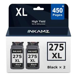 lot 24 image: INKAMZ PG-275XL Black Ink Cartridges Compatible Replacement for Canon PG-275 Black Ink Cartridge Work with PIXMA TS3722 TR4700 TR4720 TR4722 TS3522 TS3720 TS3500 TS3520 TR4723 Printer (2 Black)