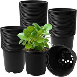 lot 28 image: OJYUDD 120 Pcs 0.5 Gallon Black Plastic Plant Nursery Pots,Plant Seedling Pots with Drainage Holes,Black Flower Planting Container for Seedlings Transplanting,Planting,Succulent - Retail $18