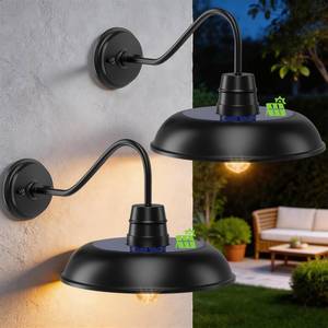 lot 48 image: Yolsunes Solar Barn Light for Outside, 12 Inch Solar Gooseneck Barn Light - Retail $100