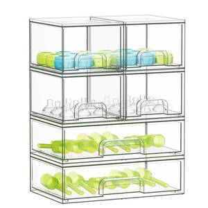 lot 54 image: SpaceAid Bottle Storage Organizer Baby - Acrylic Bottles Station Organizer Container, Stackable Clear Drawers for Countertop, Vanity, Bathroom, Cabinet, Pantry Organization, 6 Pack, 4S2L, 15.6H - Retail $48