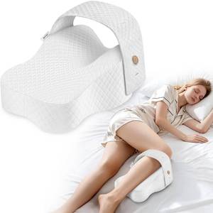 lot 69 image: Xalugn Knee Pillow for Side Sleepers �� Memory Foam & Adjustable Strap - Retail $30