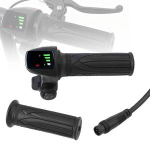 lot 72 image: 1 Pair Electric Scooter Throttle Grip, 48V Twist-Throttle Handle with Display, 6Pin Waterproof Interface Key Lock Start Button for E-Bike Scooter Tricycle 78 22MM Handlebar Electric Scooter Throttle Grip Speed Controller Grip - Retail $24