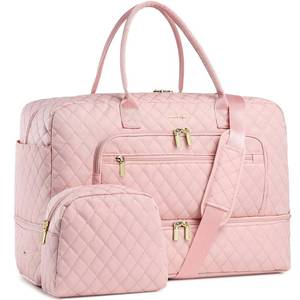 lot 76 image: Large Women Travel Duffle Bag - Carry on Overnight Bag Weekend Travel Duffel Tote Bag Yoga Gym Bag with Wet Pocket Toiletry Weekender Overnight Bag for Travel Business Trips Sports Hospital Pink - Retail $28