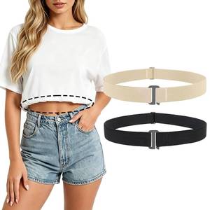 lot 81 image: JASGOOD Crop Top Tuck Waist Band for T-Shirts Adjustable Sweater Tuck Band Belt Elastic Belts for Women 2 Pack - Retail $8