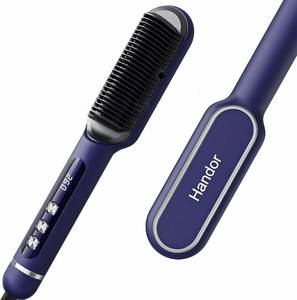 lot 93 image: Upgraded Ionic Hair Straightener Brush, Straightening Comb for Women with 9 Temp Settings, LED Display, Fast Heating (250°F-410°F), Dual Voltage,Blue - Retail $2,932