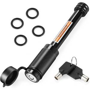 lot 100 image: JUSTTOP Trailer Hitch Receiver Pin Lock,58 Dia 3-12 Long Pin Trailer Lock for Class III IV 2 and 2-12 Receiver,Tow Hitch Pin Lock with 4 Anti-Rattle Rubber O-Rings,for Trailer Truck Car Boat - Retail $10