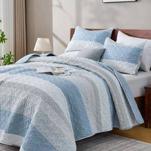 lot 102 image: Andency King Size Quilt Set Misty Blue, 3 Pcs Bedspreads & Coverlets - Retail $51