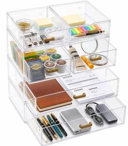 lot 106 image: LALOBLUE Stackable Clear Acrylic Drawer Baby Bottle Makeup Organizer 6PC - Retail $33