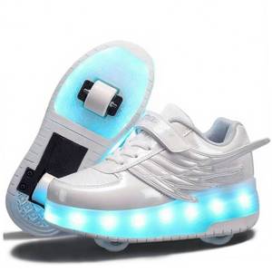 lot 114 image: PRE OWNED SEE PHOTOS AS IS Ehauuo Unisex Roller Shoes Kids Sparkling Wheels Shoes Girls Light up Roller Skates Sneakers Boys Rechargeable Flashing Sneakers for Gift