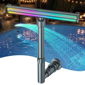 lot 115 image: UIRWAY Solar Pool Fountain F5 Pro, Dual Light Strip 52 Ultra-Bright LEDs Unique Design, 10 Colors Pool Lights with 4 Modes, Remote Control, Adjustable Spray, Pool Fountain for Above & Inground Pools - Retail $50