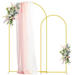 lot 117 image: Aseem Gold Metal Wedding Arch Backdrop Stand Set of 2 (7.2FT, 6FT) - Retail $40