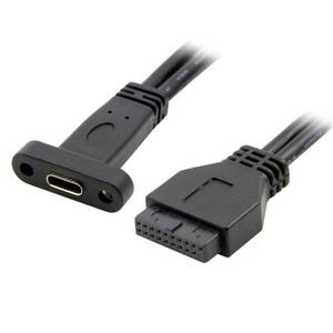 lot 123 image: cablecc Single Port USB 3.1 Type C USB-C Female to USB 3.0 Motherboard 19pin Header Cable 40cm - Retail $8