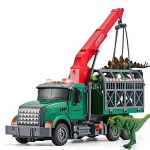 lot 142 image: LerBao Large Dinosaur Transport Truck Toys for 3 4 5 6 7 8 Year Old Boys, Truck with Loading Crane,Lights and Sounds Vehicles Toy for Kids Childs Toddlers Christmas Birthday Gift - Retail $944