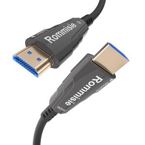 lot 145 image: Rommisie 4K HDMI 200FT Cable Fiber Optic, HDMI 2.0,18Gbps 4K60Hz (444 HDR10 HDCP2.2 ARC CEC) Ultra HD One-Direction Cord Ethernet Audio Return Compatible with UHD TV Monitor Laptop Xbox PS4PS5 ect - Retail $57