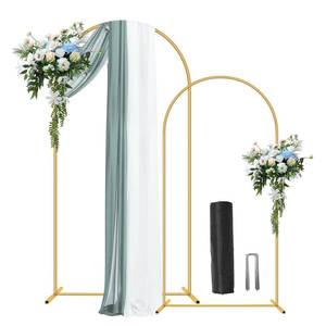 lot 150 image: 2 Pack Metal Arch Backdrop Stand 7.2FT, 6FT Wedding Balloon Floral Frame - Retail $37