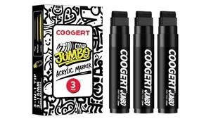 lot 179 image: Coogert 3Pcs Black Jumbo Poster Markers, 15MM Thick Permanent Acrylic Graffiti Markers, Wide Tip Paint Marker for Canvas, Posters Board, Fabric, Window, Glass, Wood, Teachers,Banner painting supplie - Retail $0