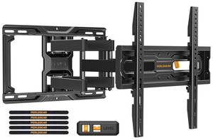 lot 193 image: Perlegear Full Motion TV Wall Mount for 26-74 inch TVs, Height Adjustable TV Mount, Pre-Assembled Wall Mount TV Bracket with Tool-Free Tilt, Swivel, Fits 16 Studs, 99 lbs, Max VESA 400x400mm, PGMF21 - Retail $28