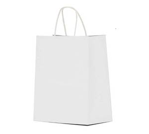 lot 195 image: White Paper Gift Bags with Handles Bulk 25 pcs 8x4.5x10 Medium White Paper Bags for Gifts, Valentines, Shopping, Retail - Retail $0