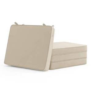 lot 203 image: Outdoor Chair Cushions Set of 4 Waterproof & Fade Resistant Seat Cushion for Patio Furniture - 18.5 x 16 x 2 Inch Chair Pads with Ties and Hidden Zipper - Patio Chair Cushion Replacement, Beige - Retail $30