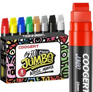 lot 238 image: Missing Blue 7 Colors Jumbo Poster Markers, 15MM Thick Permanent Acrylic Graffiti Markers, Wide Tip Paint Marker for Canvas, Posters Board, Fabric, Window, Wood,Teachers,Banner painting supplies - Retail $16