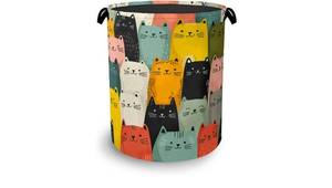 lot 242 image: Cute Cat Laundry Basket,Foldable with Handles Tote Bag Oxford Cloth for Bathroom Bedroom Dirty Clothes Storage Bucket 16 x 20.8 - Retail $0