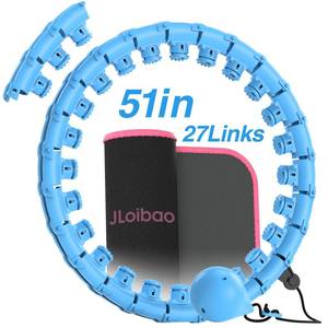 lot 251 image: Weighted Hula Circle for Adults Weight Loss, Infinity Fitness Hoop Plus Size 51 Inch with Sweat Belt, Include 27 Detachable Links and Waist Trainer for Women (Blue) - Retail $27