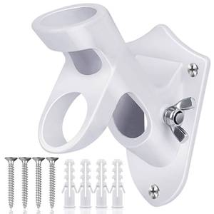 lot 1997 image: HOOPLE Flag Pole Holder for Outside House, Heavy Duty Aluminum Flag Holder & Flag Pole Mounting Bracket, Rust Free Wall Mount Flag Bracket with Stainless Hardware, Fits 1 Flag Pole (White-1Pack) - Retail $8