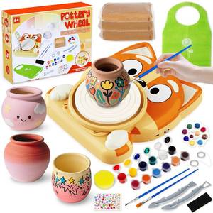 lot 2004 image: CLAY NOT INCLUDED Pottery Wheel for Kids, Complete Pottery Kit for Beginners, Arts and Crafts for Kids Ages 8-12, with Air Dry Clay Painting Kit Sculpting Tools, Birthday Gift for Boys Girls 6 7 8 9 10 11 12 (Dog) - Retail $26