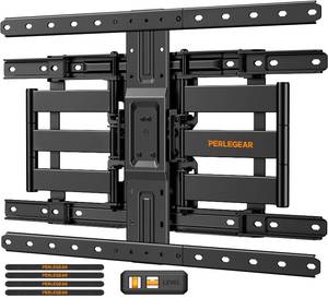 lot 2008 image: Perlegear Ultra Slim TV Wall Mount 1.1 Low Profile for 42-90 TVs, Fits 1624 Studs, Full Motion TV Mount Wall Bracket with Dual Articulating Arms, Swivel, Tilt, Max VESA 600x400mm, Holds 132lbs - Retail $70