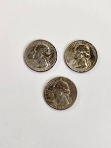 lot 106 image: Lot of 3 1963 Washington Quarters 90% Silver