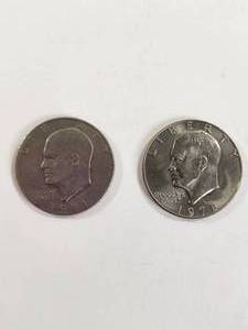 lot 128 image: Pair of 1970s Eisenhower Dollars