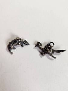 lot 182 image: .925 Animal Charm Pendants 2 Piece Lot Armadillo Bird