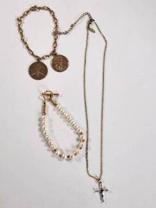 lot 192 image: Zodiac Charm Bracelet Cross Necklace Lot