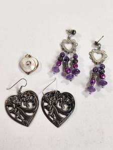 lot 210 image: Jewelry Lot Heart Earrings Pendant Charm&nbsp