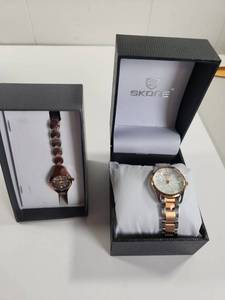 lot 218 image: Skone Womens Watches Lot of 2 Two-Tone Stainless Steel Bracelet