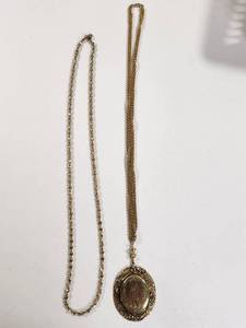 lot 228 image: Gold-Tone Locket Pendant Necklace with Engraved Monogram