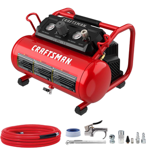 lot 18953 image: CRAFTSMAN Air Compressor, 2 Gallon Portable Air Compressor 13HP Max 125 PSI Oil-Free Light Weight with 10 PCS Accessory Kit - Retail $149