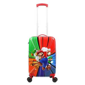 lot 18964 image: Super Mario Bros Character Group Art 20  Rolling Carry On Luggage - Retail $99
