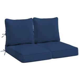 lot 18978 image: Olefin Deep Seat Cushion Set of 2, Water Resistant Patio Dark Blue 24x24x4 - Retail $120