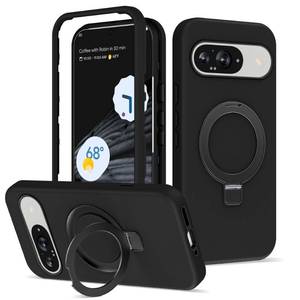lot 19009 image: SKYLMW for Google Pixel 99 Pro Case with Invisible Magnetic Ring Stand, Compatible with Mag-Safe, 3 in 1 Full Body Protection Pixel 99 Pro Phone Case for Women Men, Black - Retail $30