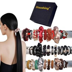 lot 19012 image: Hair Assorted Accessories Women & Girls - 31pc Fancy Ponytail Holders, Pretty Hair Ties, Decorative Scrunchies, Assorted Gift Box Set - Retail $29