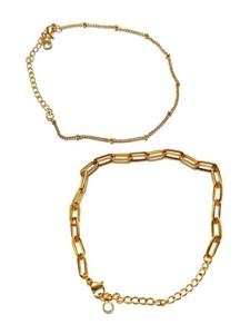 lot 19017 image: Kairosia 14K Gold Plated Stackable Bracelet Stack Set Adjustable Chain Link Bracelet Layered Jewelry Sets Gifts for Women - Retail $15
