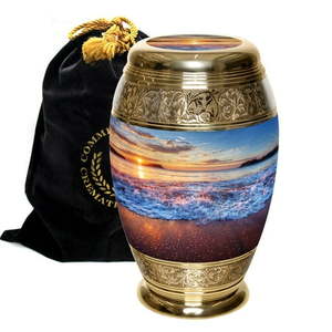 lot 19025 image: Hawaiian Summer Sunset Urns for Cremation Ashes Large Urn XL or Small Keepsake Urns for Adult Cremation Ashes & Urns for Human Ashes for Home or Burial Cremation Urns Extra Large - Retail $320