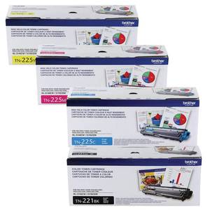 lot 19027 image: Brother TN-221 Standard Yield Black and TN-225 High Yield Color Toner -Cartridge Set - Retail $78