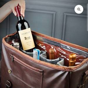 lot 19031 image: HomeWetBarGraham Personalized Weekender Bag - 6 Bottle Travel Wine Carrier - Insulated Wine Bag Cooler - Retail $109