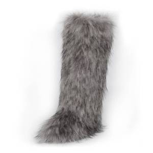 lot 19038 image: ZSGYCHCY Womens Faux Fur Boots Winter Fluffy Warm Furry Flat Shoes Snow Knee-High Boots Size 43